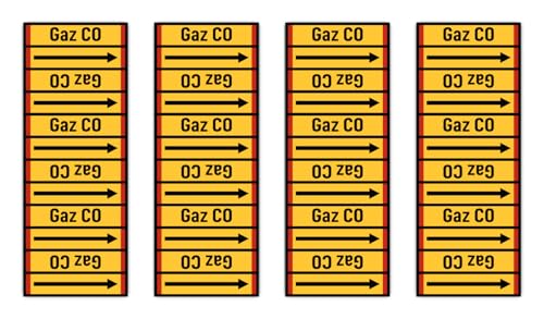 Adesivi: 75 x 25 mm, 4 pezzi – Groupe 4 – Gaz Inflammables – Monoxyde de Carbone – Banderola – Marcatura conduttiva – secondo DIN 2403 – Lingua: francese – Gaz CO