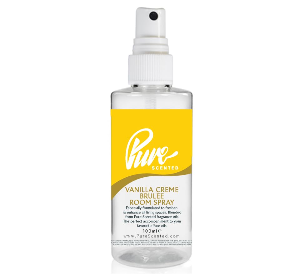Pure Scented 100ml Room & Fabric Sprays Suitable For Home, Car, Caravan, Work, Gym Bags, Odour Eliminators (1 x 100ml, Vanilla Crème Brulee)