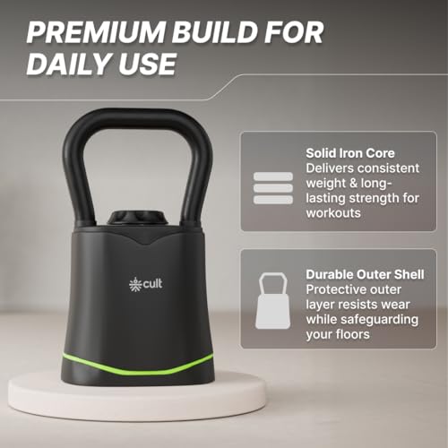 Image of Cult Adjustable Kettlebell 18 Kg | 6-in-1 Weight Settings: 3-18 Kg | Wide Handle & Stable Base | Compact Strength Training Equipment for Home Gym
