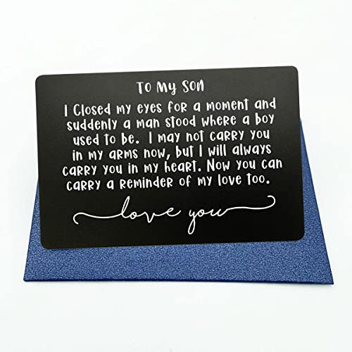 To My Son, Engraved Wallet Insert Card, Always and Forever, Wedding Gift for Son, Wallet Card Note for Son, Graduation Gift, Sentimental Keepsake Gift for Son, Wedding Day (Black)4