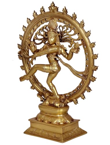 Image of Dattatreya Nataraja Shiva Idol Sculpture Handmade Antique Dancing Nataraj Statue Height 13.5 Inches