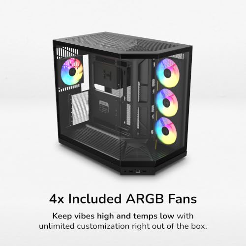 Image of HYTE Y50 RGB Essential Aesthetic Gaming PC Case - 4 Included aRGB Fans (1x 120mm + 1x 360mm Reverse) - Dual Chamber ATX Desktop Chassis - Rear Connect Motherboard Compatible - Pitch Black