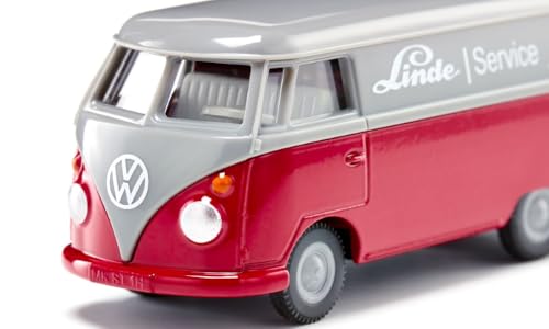 siku 2362, VW T1 Transporter, 1:50, Metall/Kunststoff, Rot/Grau, Spielzeug-Auto, Türen zum Öffnen, Anhängerkupplung