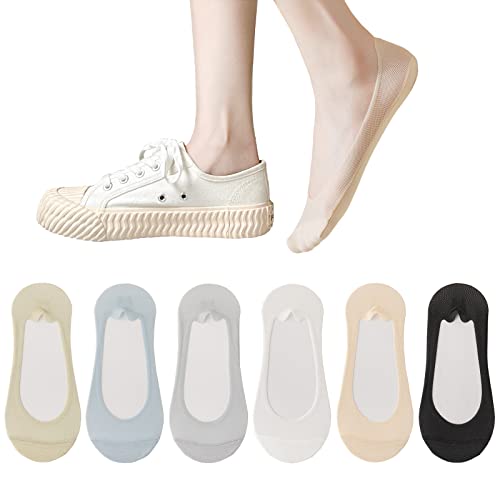 Bivolu Womens Low Cut Thin Breathable Mesh Cotton Socks Non Slip Comfortable Causal No Show Socks For Women Solid Liner Flats Socks 6 Pack Size 5-9 #TOP3