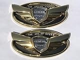 2PCS Genesis Art of Speed Coupe Gold Wing Front Rear Trunk Emblem Badge 2010-2017 HD-S4GD