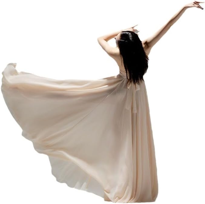HEARTTOUCH Women's Sheer Lyrical Dance Skirt 720° Ballet Modern Swing Skirts Light Dance Dress for Performance Photography