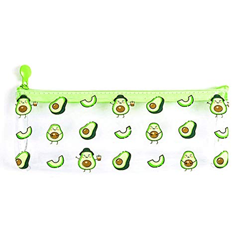 Arkim Trousse à crayons avocat imperméable à l'eau et à la poussière Grande capacité transparente en PVC Grande fermeture éclair Vert pour adolescents garçons filles femmes (StyleC) Cover