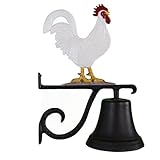 Montague Metal Products 7.75″ Diameter Cast Bell with Ornament, Hanging Bell, Dinner Bell, Heavy Duty Cast Aluminum (Rooster)