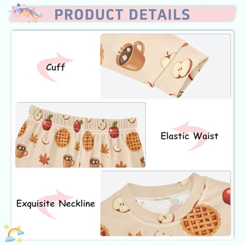 Pajama Sets Long Sleeve Autumn Fruit Food Pattern Soft Comfy Sleepwear 2 Piece PJS 3-8T4