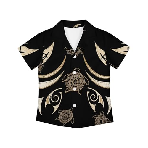 Tropical Beach Shirt for Children Hawaiian Shirt Polynesian Beach Outfit Pacific Samoan Tribal Pattern Tropic Print