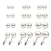 White Color Bead Faux Pearl Stud Earrings, Wholesale lot of 12 Pairs, Mix Size