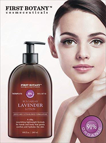 Lavender Oil Crème lotion 9 fl oz - Organic, Moisturizing, Hydrating, Anti aging and Massage lotion - the best body lotion for men and women that works on your face, neck, hands, hairs and feet.