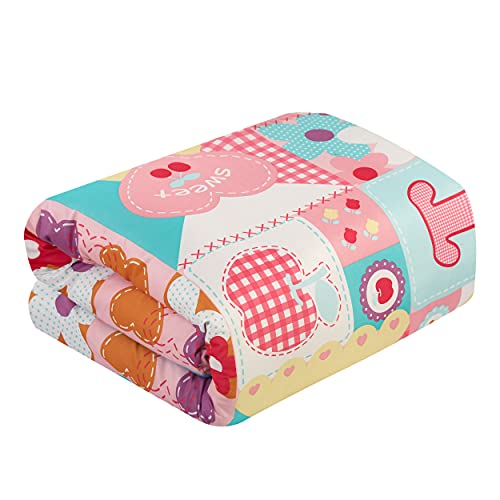 Chic Home Candy 5 Piece Comforter Set Stitched Patchwork Life Is Sweet Theme Youth Design Bedding-Throw Blanket Decorative Pillow Shams Included, Full #TOP4