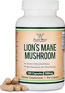 Lions Mane Supplement Mushroom Capsules (Two Month Supply - 120 Count) Lions Mane Mushroom for Brain Support and Immune Health (Third Party Tested, Grown and Manufactured in The USA) by Double Wood