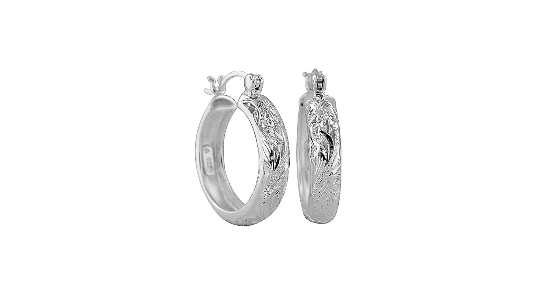 明日値段戻します。Engraved Hoop Earring Amazon.com: Sterling Silver 7/8 Inch Engraved Hoop Earrings