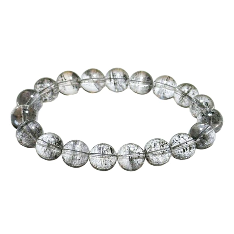 Quartz fantôme noir naturel 8mm | Bracelet élastique de guérison en perles rondes LK_WOSB_00380