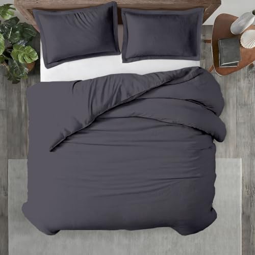 Kotton Culture 120"x98" 1 Pc Oversized King Duvet Cover Only 100% Egyptian Cotton - 600 TC Comforter Cover, Zipper Closure & Corner Ties - Fits Large King Inserts (Oversized King, Dark Grey)