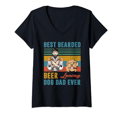 Mujer Best Bearded Beer Loving Dog Dad Ever Cockapoo Lover Camiseta Cuello V