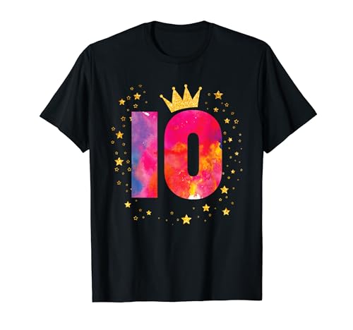 Colorido Tie Dye 10 Años Niñas 10º Cumpleaños Cumple Diez Camiseta