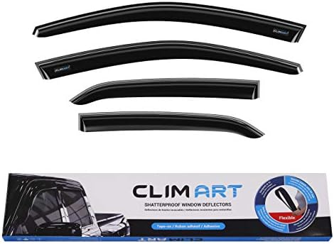 CLIM ART Incredibly Durable Rain Guards for Toyota Corolla 2009-2013 Sedan, Original Tape-on Window Deflectors, Vent Deflector, Vent Window Visors for Cars, Dark Smoke, Car Accessories, 4 pcs- 409011