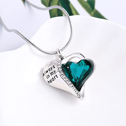 Urn Necklace for Ashes for Women, Cremation Jewelry for Ashes Cubic Zirconia Heart Locket Urn Pendant Necklace with Funnel Filler, Always in My Heart3