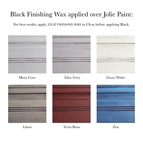 Jolie Finishing Wax - Protective Topcoat Paint - Use On Interior Furniture, Cabinets, Walls, Home Decor And Accessories - Odor-Free, Non-Hazardous - Black - 120 Ml #TOP5