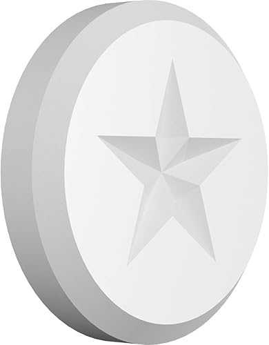 Ekena Millwork ROSP040X040X075GRY07 - Roseta estándar de estrella Grayson con borde biselado, 4 pulgadas de ancho x 4 pulgadas de alto x 34 pulgadas