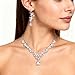 LULUQIFA Wedding Jewelry Sets for Brides Crystal Necklace and Dangle Earring Set for Women Prom Bridesmaids Silver Rhinestone Choker Pendant Fashion Openwork Design for Mother Friend Wife Daughter Sister (Silver)