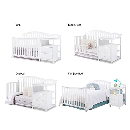 Image of Sorelle Furniture Berkley Round Top Crib, Classic 4-in-1 Convertible Crib, Made of Wood, Non-Toxic Finish, Wooden Baby Bed, Toddler Bed, Child's Daybed and Full-Size Bed, Nursery Furniture-White