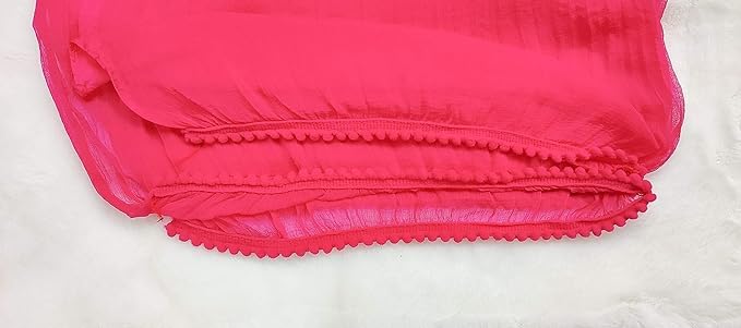 Image of Solid Beautiful Chiffon Dupatta Chunni Chunri with Bundi Lace for Women Casual Traditional Dailywear Lightweight dyeable