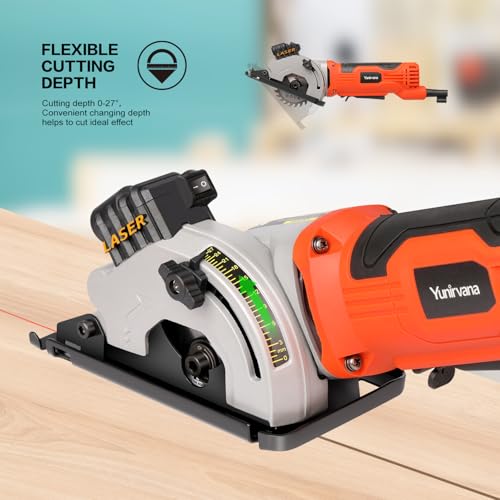Yunirvana Compact Circular Saw, 580W Power, 3500 RPM, 28.5mm Max Cutting Depth, Includes 3X 85mm Blades, Laser Guide for Precision, Ideal for Cutting Wood, PVC, and More 3 Yunirvana Compact Circular Saw, 580W Power, 3500 RPM, 28.5mm Max Cutting Depth, Includes 3X 85mm Blades, Laser Guide for Precision, Ideal for Cutting Wood, PVC, and More - Image 3