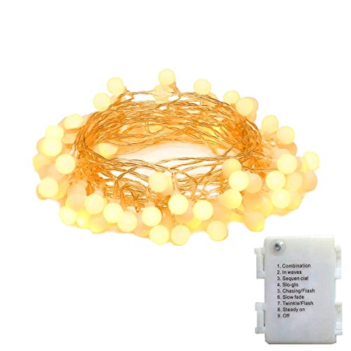 4M 40 LED Ball Styled String Lights Battery Operated for Christmas, Partys, Wedding, New Year Decorations, etc. (Warm White)