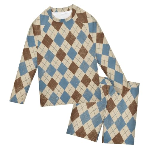 Traje de baño de dos piezas infantil con mangas largas y protección solar UV