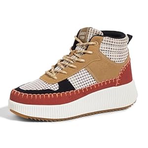LUCKY STEP Women’s Platform High Top Sneakers Fashion Zipper Woven Chunky Ankle Boots Casual Tennis Retro Braided Walking Shoes