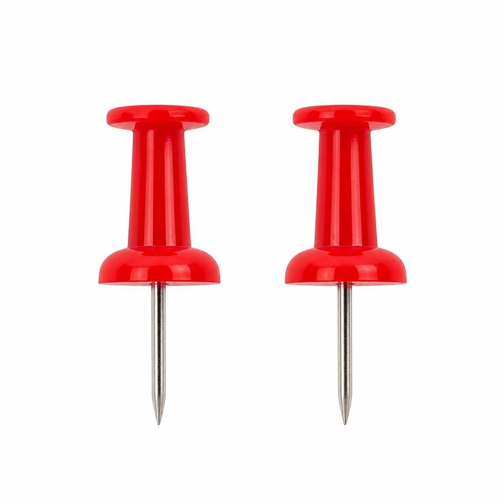 200 Pcs Plastic Head Push Pins 23mm Thumb Tacks Decorative Craft Pushpins Map Pins Picture Photo Wall Hanging Tacks Small Cute Thumbtacks Office Bulletin Board Pins Steel Point Push Pins (Red)