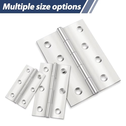 10 Stück Scharniere Klappbar 44mm × 31mm, Leryati Scharnier Edelstahl Klappbar Scharnierband Klein Türscharnier für Türen Fenster, Klavierband Scharnier mit 60 Stück Schrauben