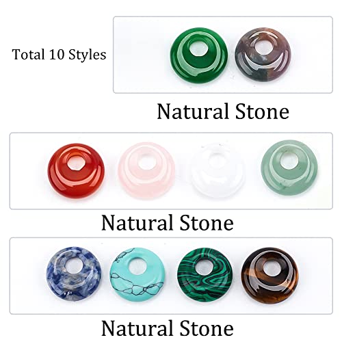 NBEADS 10 Pcs 10 Styles Natural Donut Gemstone Charms - Image 4