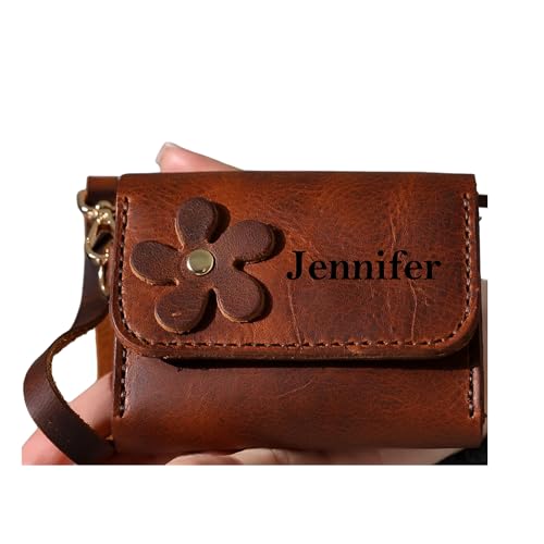 Genuine Leather Handmade Wallet for Women Cute Handstitched Zipper Coin Purse Money Credit Card Holder Wristlet Mini Pouch