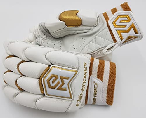 Image of Armour-GX3 (2.1) Leather, Polyurethane Cricket Batting Gloves - White, Gold, Medium, Right