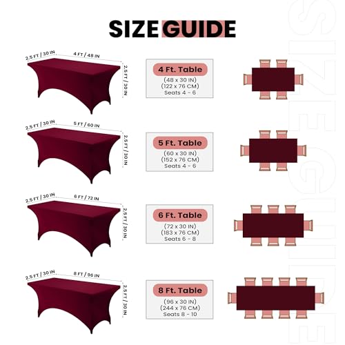 Image of Utopia Kitchen Spandex Tablecloth 1 Pack [6FT, Burgundy] Tight, Fitted, Washable and Wrinkle Resistant Stretch Rectangular Patio Table Cover for Event, Wedding, Banquet & Parties [72Lx30Wx30H Inch]