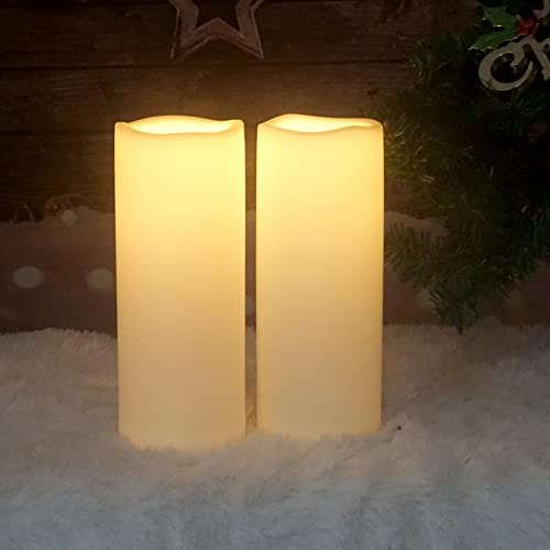Image of CANDLE CHOICE Large Waterproof Outdoor Battery Operated Flameless Candle with Timer Realistic Flickering Plastic Electric LED Pillar for Lantern Garden Yard Halloween Christmas Decorations 4 inchx10 inch 2PCS