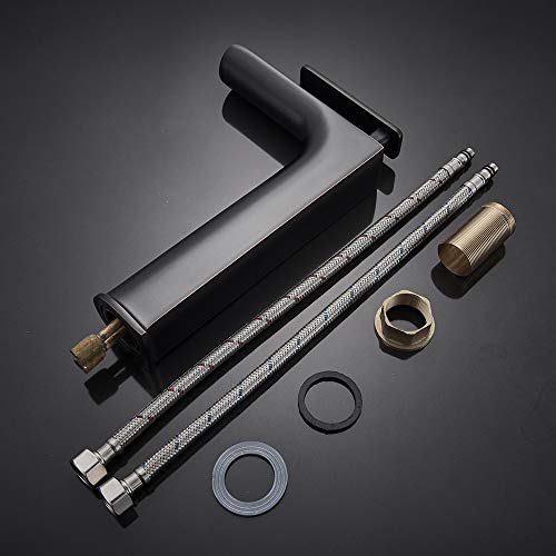 Vintage Faucet and Accessories - Black Bronze Basin Faucet Mixer Tap Deck Mount Waterfall Bathroom Faucet Vanity Vessel Sinks Mixer Tap Cold and Hot Water Tap