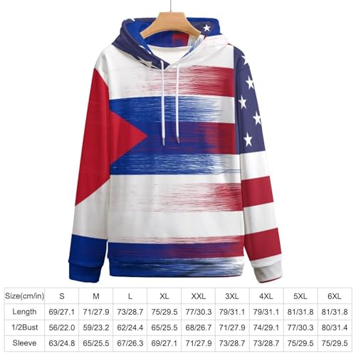 United States of America And Cuba FlagMen's Loose Sweatshirt for Daily Wear at Home And Out2