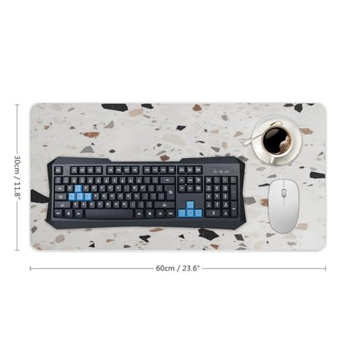 White Terrazzo Desk Pad con base de goma antideslizante 30x60 cm miniatura 2