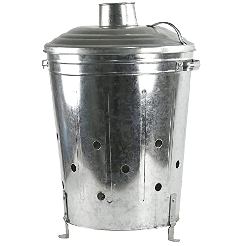 60l Garden Incinerator Bin Galvanised Waste Burning Rubbish Burner from