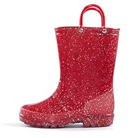 K KomForme Girls Rain Boots,Kids Glitter Waterproof Boots with Easy-on Handles