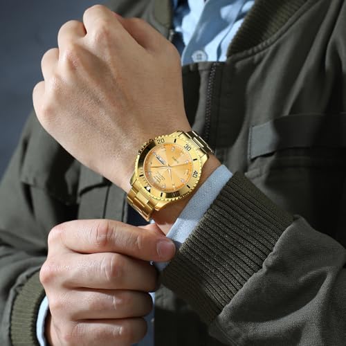 Image of OPK Watches for Men Diamond Roman Analog Mens Watches Waterproof Large Stainless Steel Men Wrist Watch Business Father Gift Watch Blue