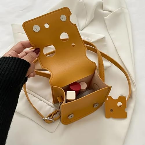Cheese Shaped Crossbody Bag, Creative Mini Shoulder Bag Women Fashion Handbag Wallet Purse3