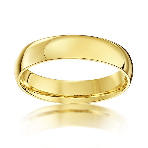 Theia Anillo de Bodas de Oro Amarillo, 9k, Unisex, Forma Corte Pesado, Pulido, 4mm - Tamaño 21