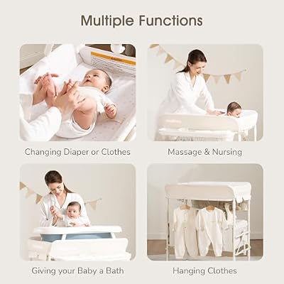 Maydolly Baby Changing Table, Maydolly Portable Foldable Changing Table, Waterproof Diaper Changing Station, Adjustable Height Changing Station, Mobile Nursery for Newborn and Infant